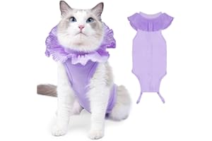 VavoPaw Combinaison de Récupération Chirurgicale pour Chat, Costume de Récupération Chat Respirable, Gilet de Chirurgicale Vêtements de Animaux, Alternative pour Chats après Une Chirurgie, L, Violet