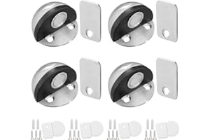 Shackcom 4 pcs Butoir de Porte Magnétique en Acier Inoxydable Butées Arrêts de Porte Door Stoppers pour Montage Mural ou au Sol avec Vis