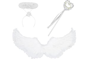 Heryamess Alas de Ángel Disfraz,Plumas Ángel Alas,Alas y Halo de Ángel,Alas Angel Niños,Alas Angel Grandes para Adultos,para Cosplay,Carnaval,Navidad,Halloween Fiestas de Disfraces