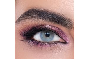 FAMELENSES LA' BELLA farbige Kontaktlinsen ICEBERG (Dioptrien -0.00) – MILANO SERIE, stark deckende Monatslinsen für 3 Monate, Helle Blau-Grüne & Graue Farblinsen, perfekt für dunkle Augen