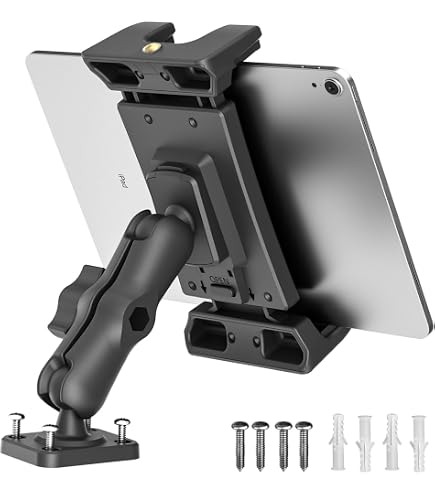 EXSHOW Supporto Per Tablet Auto – Ventosa Metallica Super Potente Per Cruscotto E Parabrezza, Braccio Regolabile, Compatibile 4,7-13 Pollici