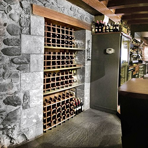 Modulares Weinregal System PRIMAVINO, für 84 Fl., Holz Kiefer dunkelbraun, stapelbar / erweiterbar – H 150 x B 75 x T 22 cm - 5
