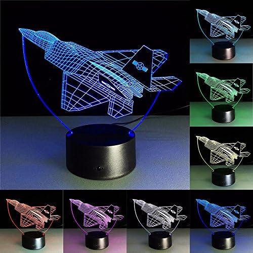 Cool Toy 3D Aircraft Warplane Model Creative Night Light Touch Jet Plane Desk lamp LED Illusion lamp Bedside lamp Free Drop Ship