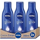 NIVEA Crema Corpo Nutriente 3 x 250 ml, Crema Idratante arricchita con Olio di Mandorla Naturale e Vitamina E, Crema nutrient