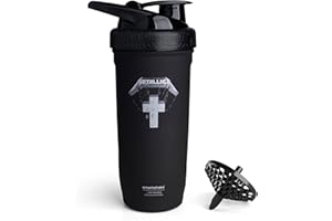 Smartshake Rockband Reforce Protein Shaker Stal nierdzewna 900 ml | 30 uncji - Szczelna zakręcana pokrywka - Bez BPA - Nieizolowana - Unisex Gym Shaker Stal nierdzewna - Metallica, Master of Puppets