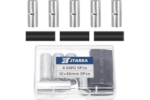 JTAREA 4 AWG Stoßverbinder Unisoliert Set mit Schrumpfschlauch Nicht Isoliert Butt Connectors Stossverbinder Crimpverbinder 25 mm² Kabel Crimp Verbindung für Automobile Boote (Packung mit 10 Stück)