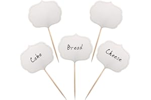 BLUE TOP 50 Pieces Cupcake Picks Blank Toothpick Flags Cake Toppers Cheese Markers Buffet Labels for Charcuterie Board Food Tags Toothpick Signs,Wedding,Birthday Party and Dinner Decorations Supplies.