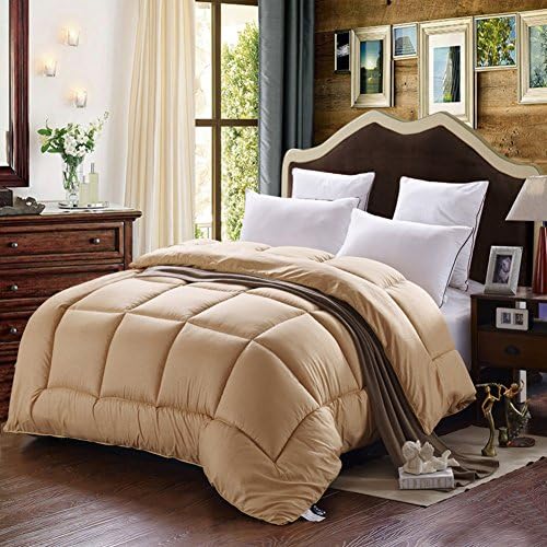 DW&amp;HX [double] Thicken Duvet quilt Solid color Simple Quilt-Camel color 220x240cm(87x94inch)
