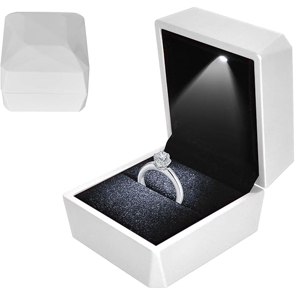 Salmue Sieraden geschenkdoos met LED-licht, ketting armband ringen hanger opbergdoos voor huwelijksaanzoek Valentijnsdag gunsten verjaardag bedels ( ring), 1, 1 Unité (Lot de 1), Rubber metaal Salmue Sieraden geschenkdoos met LED-licht, ketting armband ringen hanger opbergdoos voor huwelijksaanzoek Valentijnsdag gunsten verjaardag bedels ( ring), 1, 1 Unité (Lot de 1), Rubber metaal