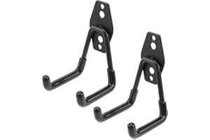 DOITOOL Doppelwandhaken : 2 stücke Wandhaken Garage Doppelhaken Gerätehalter Schwerlasthaken wand Werkzeughalter Wandhalterung garage lagerung haken für großteile,fahrräder (schwarz,11 x 7 x 1cm)