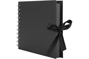 HXC Fotoalbum zum Selbstgestalten 80 Seiten Fotoalbum zum Einkleben Fotobuch Scrapbook Album Ringbuch für Scrapbook Gästebuch Geburtstag Baby (Schwarz, A5)