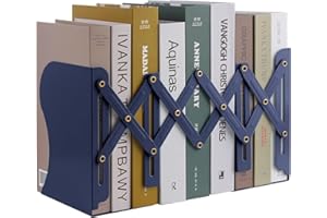 Expandable Metal Bookends, MSDADA Adjustable Book Ends Heavy Duty Book Holder Desktop Book Stand Non-Skid Desk Organizer for Kids Student Home Office School Bookshelf Book Storage (Sapphire Blue)