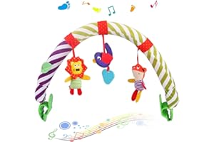 BOYIGOG Sunny Stroll Jouet Arc pour bébé avec hochet et et Appareil BB, 0 Mois, Arche de Voyage avec de Jolis Personnages à Suspendre sur Une Poussette