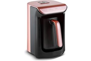 Karaca Hatır Roast - Caffettiera turca in oro rosa, 5 tazze, capacità 535 W, sistema di allarme vocale, sistema di allarme luminoso, misurino, facile da pulire