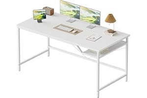 Mericonia 120cm Computer Desk, Gaming Desk for Small Spaces, Modern Simple Style Desk for Home Office, Desks for Students, White