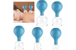 JCRWXP 5 Piezas Ventosas Fisioterapia Gua Sha Masaje, Ventosas Masaje, Ventosas de Vidrio con Bola de Succión, Usado para Faciales o el Cuerpo