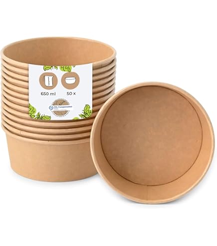 Boîte à salade ronde kraft brun 750 ml - Paquet de 50 u - Alpes détergents