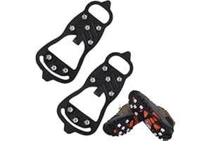 PFLYPF 1 paio di punte, punte antiscivolo universali, copriscarpe da neve con 8 chiodi in acciaio, attrezzatura da alpinismo in silicone, adatta alle giornate di neve.