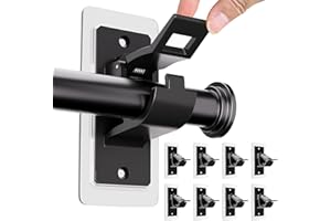 BelleVive 8 Stück Gardinenstangenhalterung ohne Bohren, Selbstklebende Gardinenstangenhalter, ohne Loch, Mehrzweck-Gardinenstangenhaken ohne Nägel für Badezimmer, Schlafzimmer, Schwarz