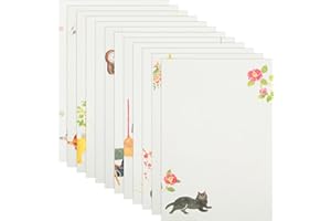 EPUNK 48 PCS A5 Letter Writing Paper - Cartoon Animal Print Stationery for Greeting Cards, Invitations & Poems (Premium Quality) (A)