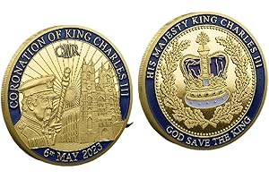 YIQILAFADA Pièces de monnaie King Charles III 06/05/2023 British King Stereo Embossed Color UK Metal Coins for Souvenir