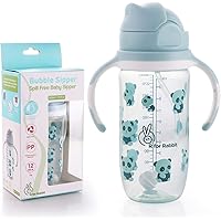 R for Rabbit Premium Bubble Sipper 300 ml|10 fl oz|Anti Spill Sippy Cup with Soft Silicone Straw BPA Free & Non Toxic for Baby or Kids of 12 Month Plus (Blue)