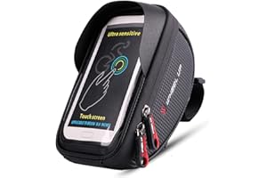 XPhonew Bike Handlebar Bag, Bicycle Phone Mount, Waterproof Cycling Frame Top Tube Pouch Pannier Bike Phone Holder Stand for iPhone 16 15 14 13 12 11 Pro Max XS 8 Plus Samsung Smartphones up to 6.5''