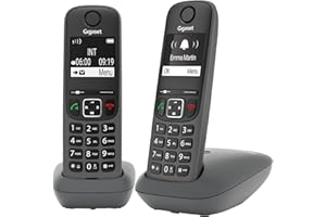 Gigaset A695 Duo - Téléphone Fixe sans Fil, 2 combinés avec Grand écran rétroéclairé pour Un Affichage Ultra lisible, Fonction Blocage d'appels - Gris