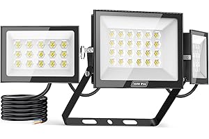 Sararoom Projecteur LED Extérieur 200W Avec 3 Têtes D'éclairage Réglables, Spot LED Extérieur Super Lumineux 20000LM 6500K, Lampe LED Extérieur Étanchéité IP65 pour Cour Garage Entrepôt