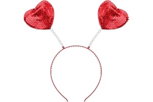 WLLHYF 1 szt. opaska na głowę w kształcie serca, brokatowa czerwona walentynkowa opaska do włosów moda cekinowe opaski w kształcie miłości włosy śliczne obręcze do włosów akcesoria dla dziewcząt kobiet Nowy Rok wakacje urodziny przyjęcie prezent ślubny