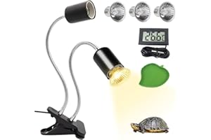 Fivtsme Schildkröte Wärmelampe, Wärmespotlampe für Aquarium Reptil mit 3 UVA UVB Glühbirnen, 1 Thermometer + 1 Futternapf