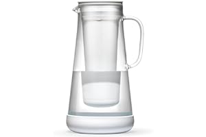 LifeStraw Home Jarra de cristal y base de silicona 7 tazas, color blanco