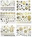 Premium Metallic Tattoos - 75+ Shimmer Designs in Gold, Silver, Black - Temporary Fake Jewelry Tattoos - Bracelets, Feathers, Wrist & Arm Bands, & More By Terra Tattoos (Aja Collection)