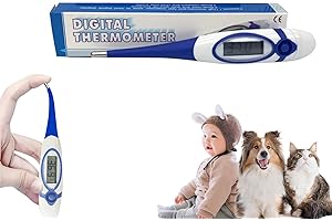 IKadiya Digitales Fieberthermometer, Rektal, Oral, Achselthermometer, LCD-Display, Genaue Und Schnelle Ablesungen, Speicherfunktion, Akustisches Signal, für Baby Kinder Erwachsene