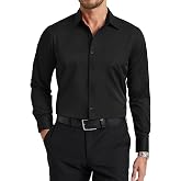 Enlision Men's Dress Shirt Long Sleeve Non-Iron Elastic Collar with Buttons Anti-wrinkle Regular Fit Shirts Suit Business For