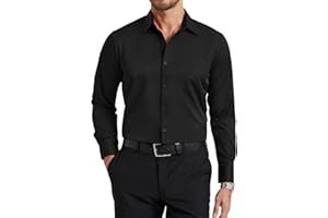 Enlision Camisa de Vestir para Hombre Manga Larga sin Plancha Elastica Cuello con Botones Antiarrugas Ajuste Regular Camisas Traje Negocios Formal Boda con Bolsillo