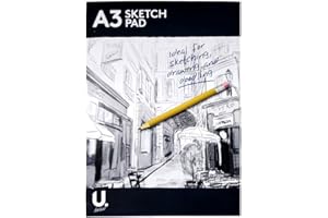 HAADI Sketch Book A3 Paper Drawing Pad for Kids 25 Sheets Art Paper Easy Use Doodle Pad Creative Fun White Colouring Books with Back Card Cover