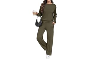 GRECERELLE Tracksuit Womens Full Set Autumn Long Sleeve Lounge Wear Sets for Women Two Piece Outfits Activewear Casual Crew Neck Pullover Tops and Jogging Bottoms with Pockets