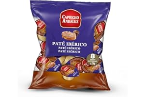 CAPRICHO ANDALUZ Bolsa Paté Ibérico 8 Unidades en Monodosis de 25 gr– Untable Ideal para tus Desayunos y Meriendas, con un Envasado Práctico y Cómodo para Llevar.
