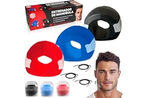 ManiBoom Mascella Allenamento Uomo 3 Livelli di Resistenza - Jawline Exerciser Chewing Gum ELIMINATORE di Papada - Allena Mascella di Caino - Jaw Trainer con Guida All'allenamento