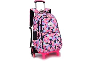 BOZEVON Kids Backpack Trolley Bag - Girls Boys School Bag Children's Backpack Rolling Backpack with six 6 Wheels Black