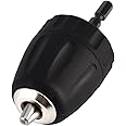 Walfront Keyless Drill Chuck Adapter, 3/8-24UNF 0.8-10MM Conversion Tool Drill Chuck Hammer Converter with 1/4 Inch Hexagonal Chuck Adapter