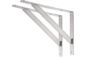 YUMORE Soportes para Estantes Pesados 350x250 mm,Escuadras para Estanterias Acero Inox Soportes Estantes Triangulares Bisagras Mesa Flotante de Pared DIY Soportes,con Tornillos,Carga Máx 200Kg, 2Pcs