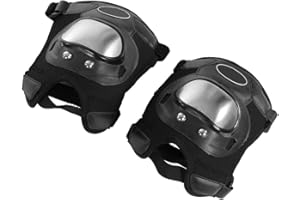Keenso Rodilleras de seguridad Motocicleta de acero inoxidable 2 piezas Rodilleras para adultos Conjunto de armadura protectora de espinilla usar accesorios