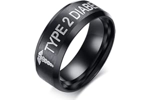 XUANPAI Stainless Steel Snake Stick Medical Alert TYPE 2 DIABETES Band Ring For Men,Size P1/2