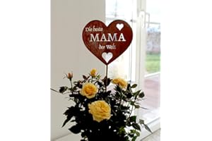 ‎LB H&F LB H&F Rostherz Muttertag Muttertagsgeschenk Geburtstag Gartenstecker Blumenstecker Geschenk Mutter Gartenfigur Herz - Die Beste Mama der Welt - 33cm (Mama)
