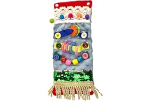 VOANZO Coussin d'activités pour Adultes Contre la démence, Coussin en Peluche, taie d'oreiller sensorielle Tactile pour Bras, Coussin de décompression avec Gadgets tactiles, Bleu Ciel