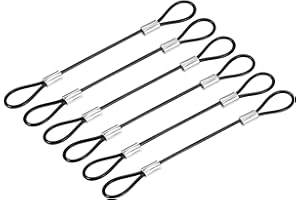 TOP-VIGOR 6Pcs 5 Inch Safety Cable Lock, 2mm Dia Stainless Steel Security Wire Ropes with Double Loop for Outdoor Gate Stage Lighting Luggage Suitcase Wire Lock, 0.125m