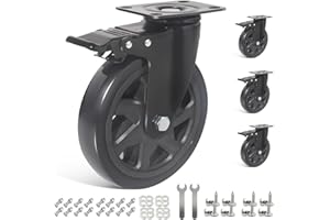 RRIUTO Roulette Charge Lourde Jusqu'à 1000KG, Roulette Pivotante avec Frein 150mm, 4 Roulettes pour Meubles Roue Plaques Industrielles Roulettes de Transport, Rotation à 360°