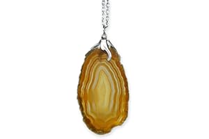 TENET CRIGEMA - Ciondolo pendente con pietra dura vera minerale e catenina in acciaio inossidabile